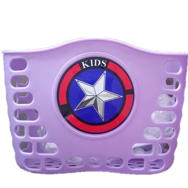 Children's bicycle basket hanging basket plastic colored basket on the front of a baby carriage