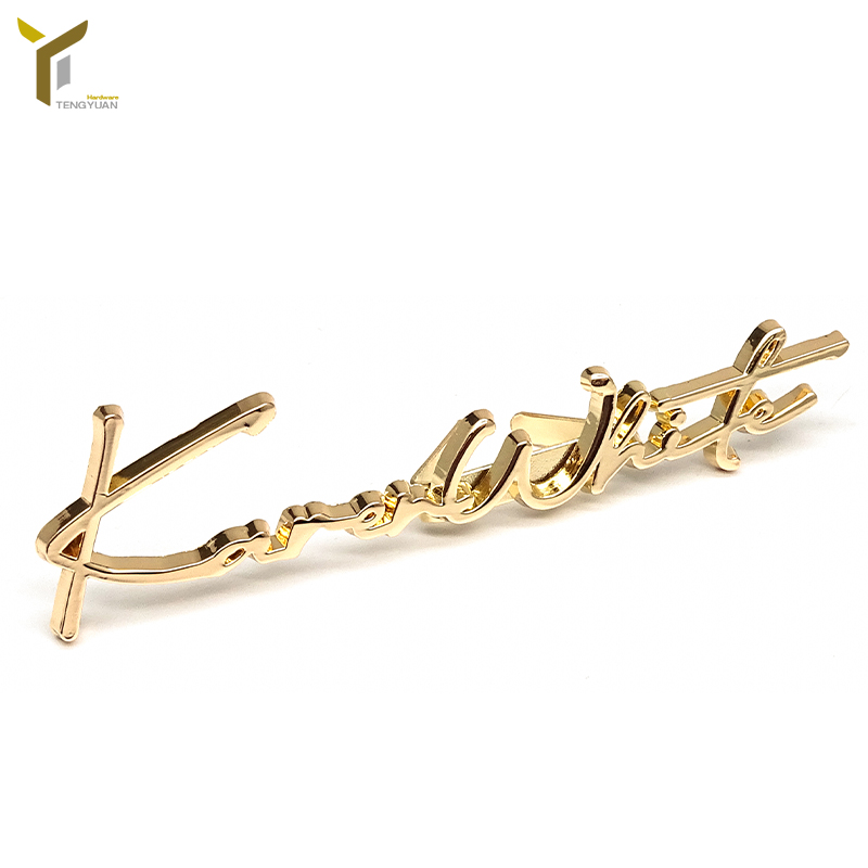 English custom metal tag decorative hardware bag accessory custom metal logo labels for handbags