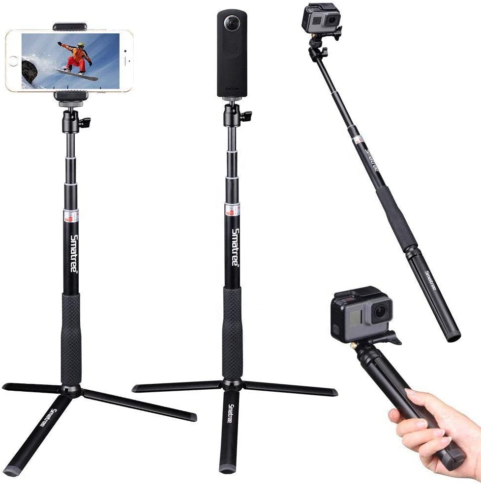 Smatree алюминиевая телескопическая селфи-палка со штативом GoPro Hero/DJI OSMO экшн-камера и другие сотовые телефоны