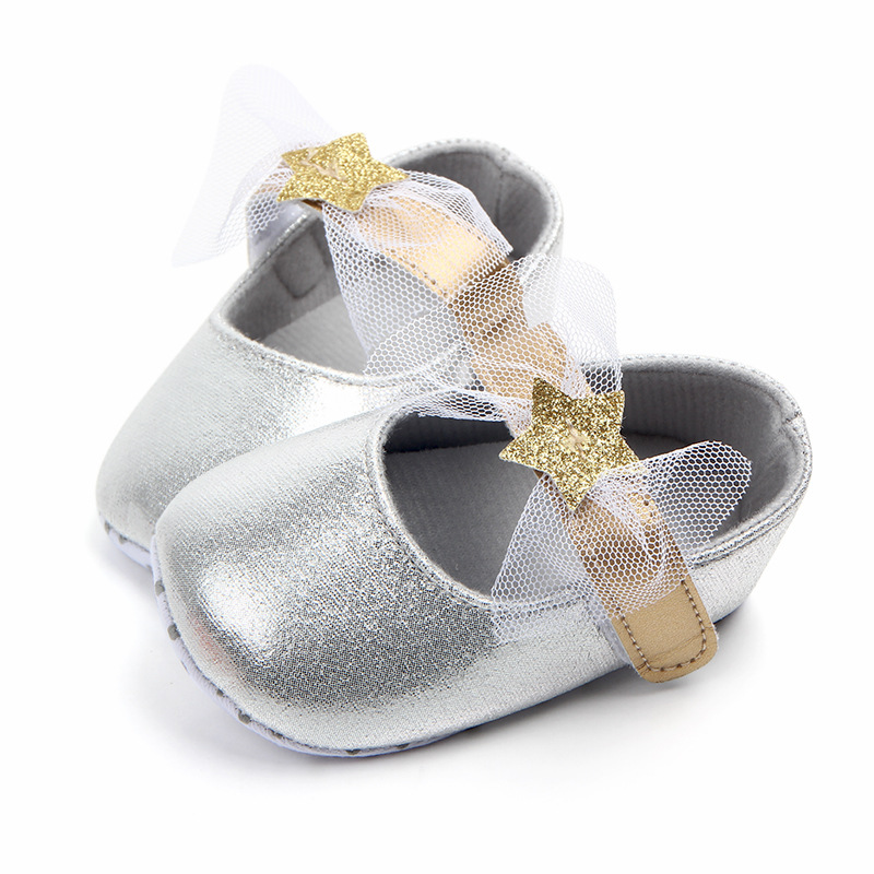 3-18 Months Ins Fashion Spring Summer Baby Dress Shoes Non-Slip Rubber-Soled Girls Shoes with Headbands Streamer