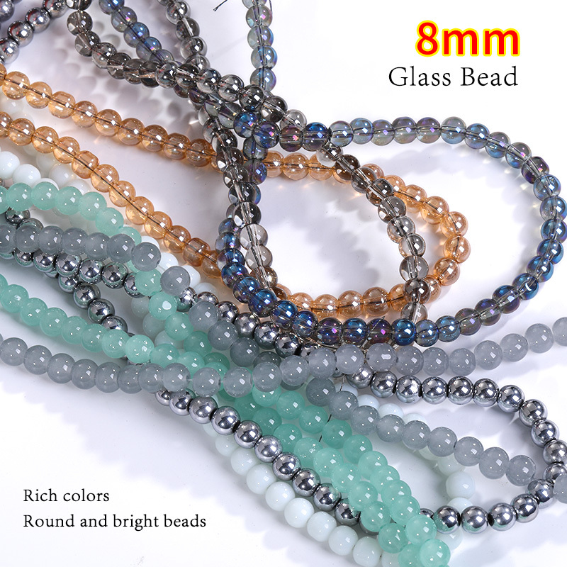 Xichuan Wholesale Factory 8mm Beads Bulk Round Glass Crystal Loose Beads for Necklace Making DIY Jewelry