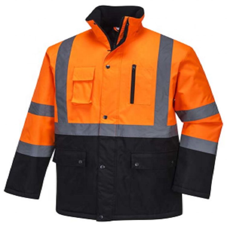 Wholesale Price High Visibility Raincoat Polyester Oxford Fabric Belt Pucoat Outdoor Traffic Waterproof Reflective Jacket