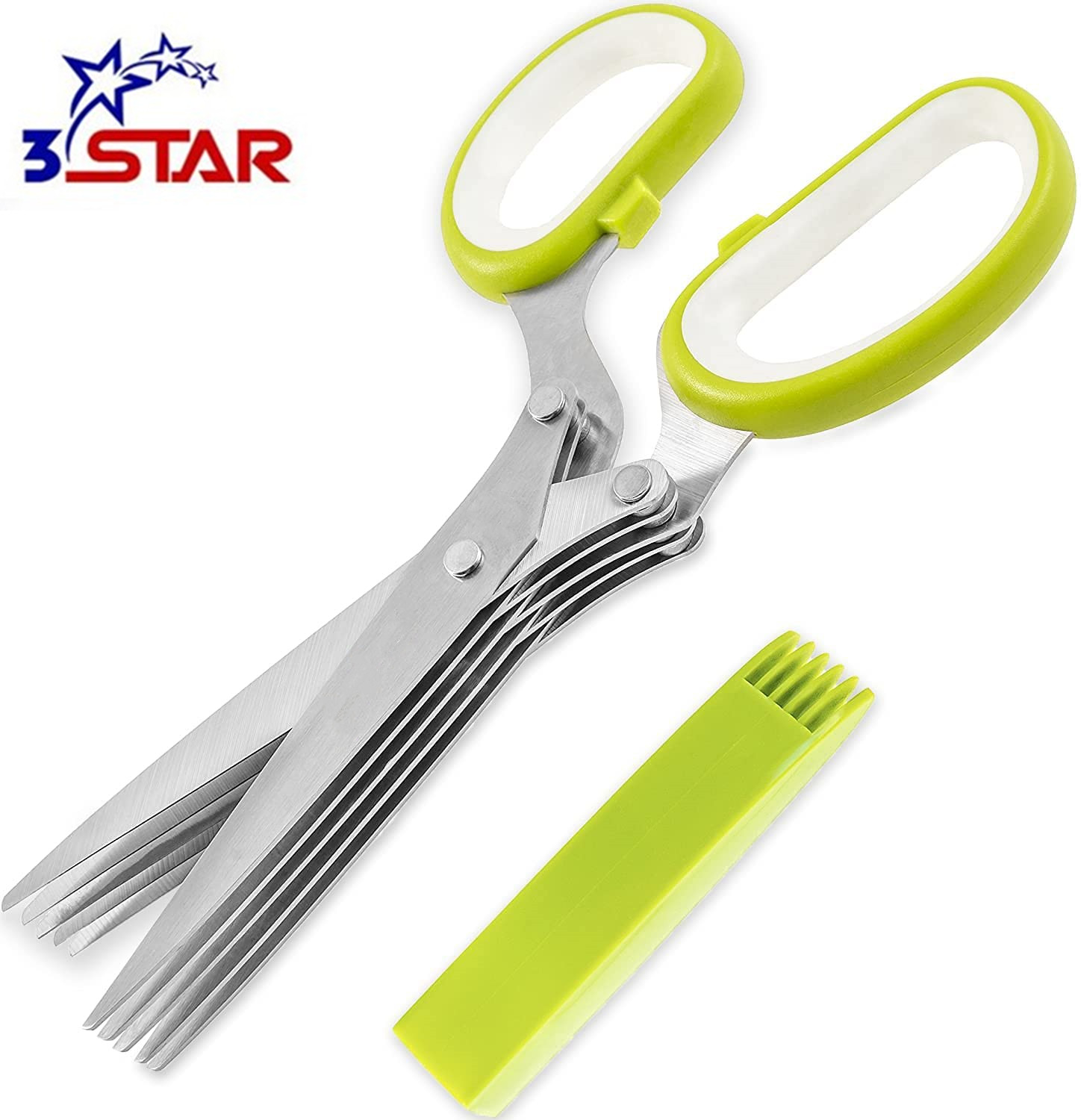 Multipurpose stainless steel beauty cutting paper garden kitchen Herb Scissors/ Shears with 5 blades and cover