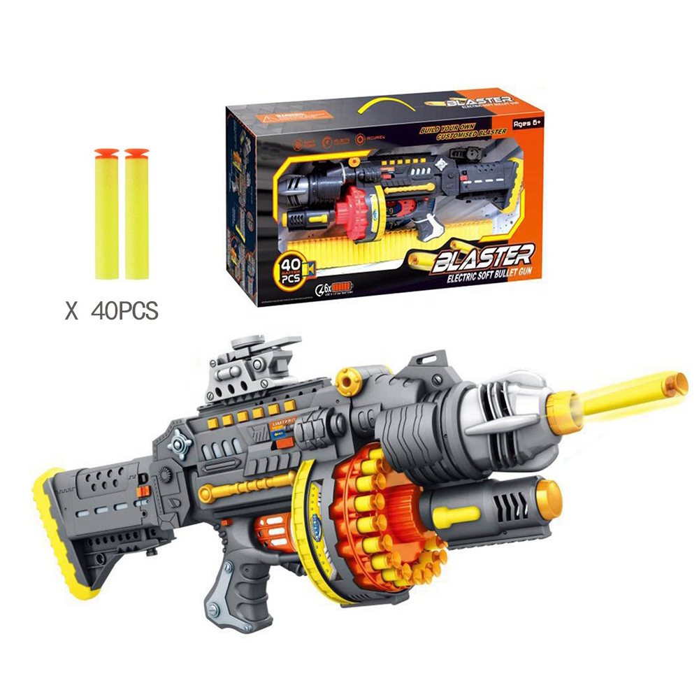 Boy hobby plastic dart gun shooting gun toy with 40 pcs foam bullets electric soft bullet gun