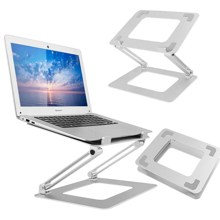 Aluminum ergonomic desktop multi angle height adjustable foldable elevate heat vent laptop notebook computer stand holder