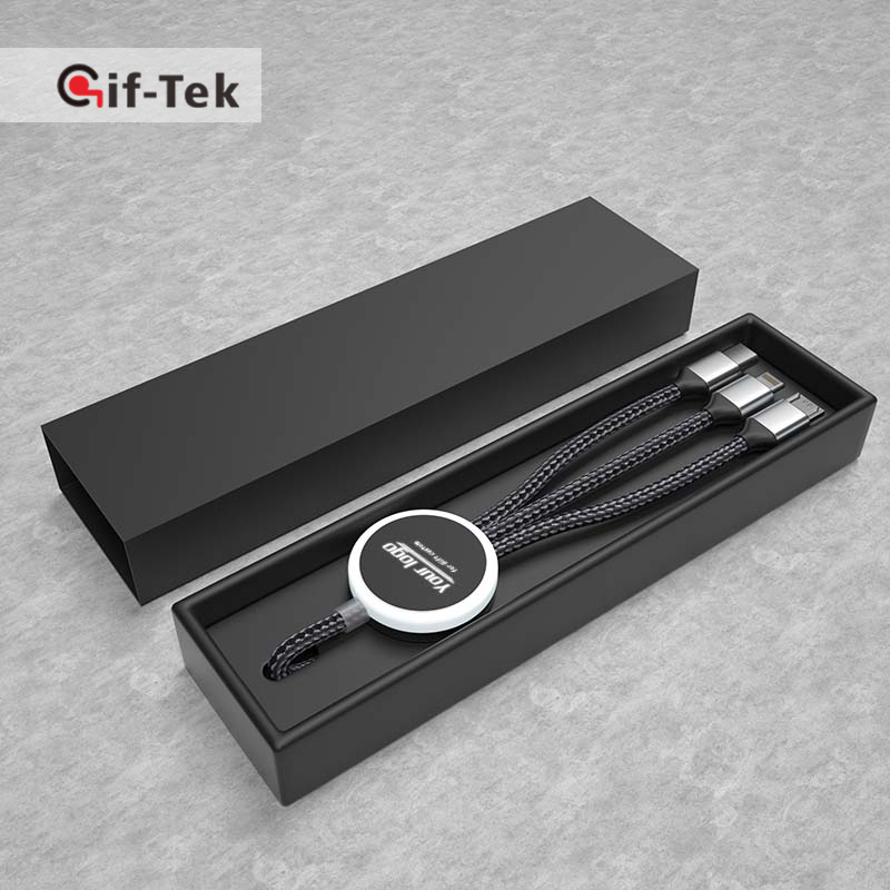 Новинка 2021, в наличии, оптовая продажа, кабель для быстрой зарядки micro type C lighting, usb-кабель для сотового телефона, подарок, промо mini 3 в 1, светодиодный кабель с логотипом