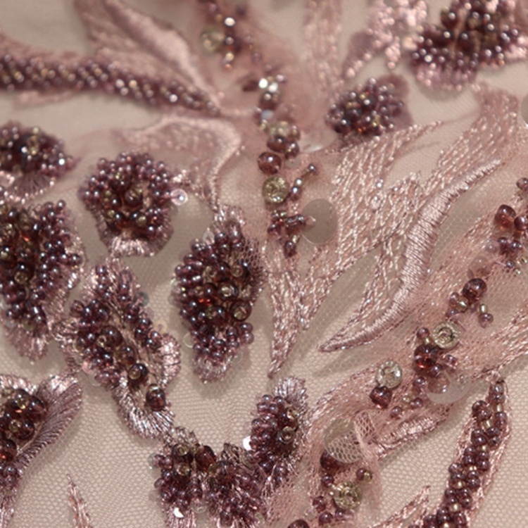 New design 100%polyester spangle 3D bead sequin embroidery fabric for wedding dress