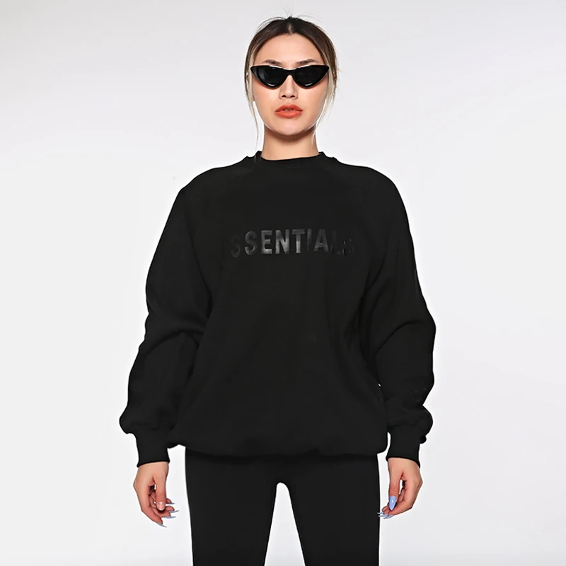 Логотип Пользовательские Sudadera мягкие над унисекс вышивка колледжа однотонные круглый вырез горловины Женские Толстовка