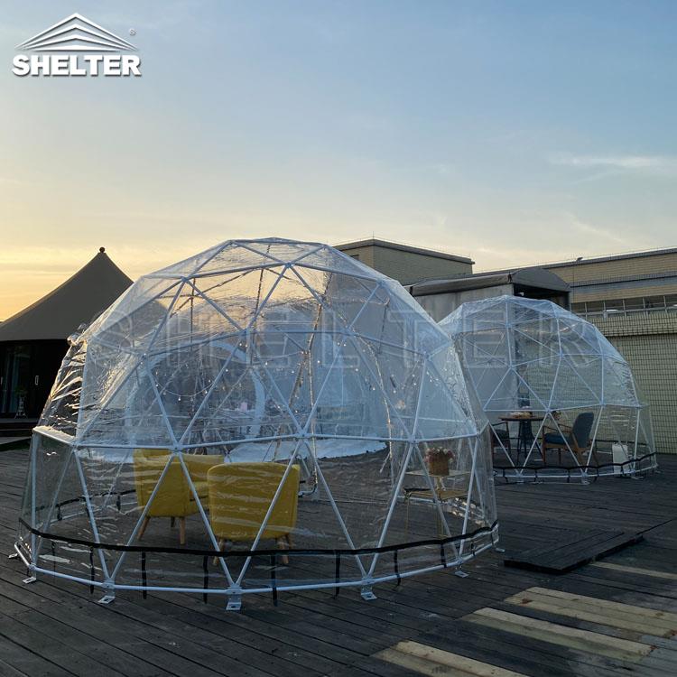 Наружный геодезический купол для сада Igloo Dome 360 с прозрачным чехлом