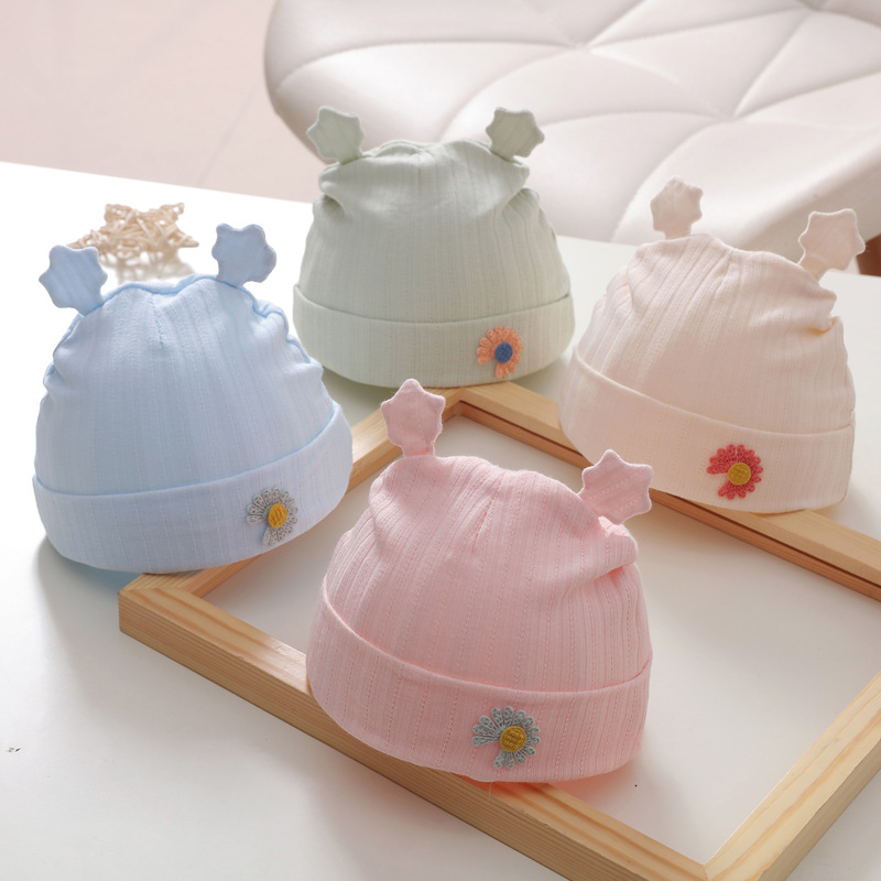 Cute design autumn cotton new born baby knot hat knit hat for baby