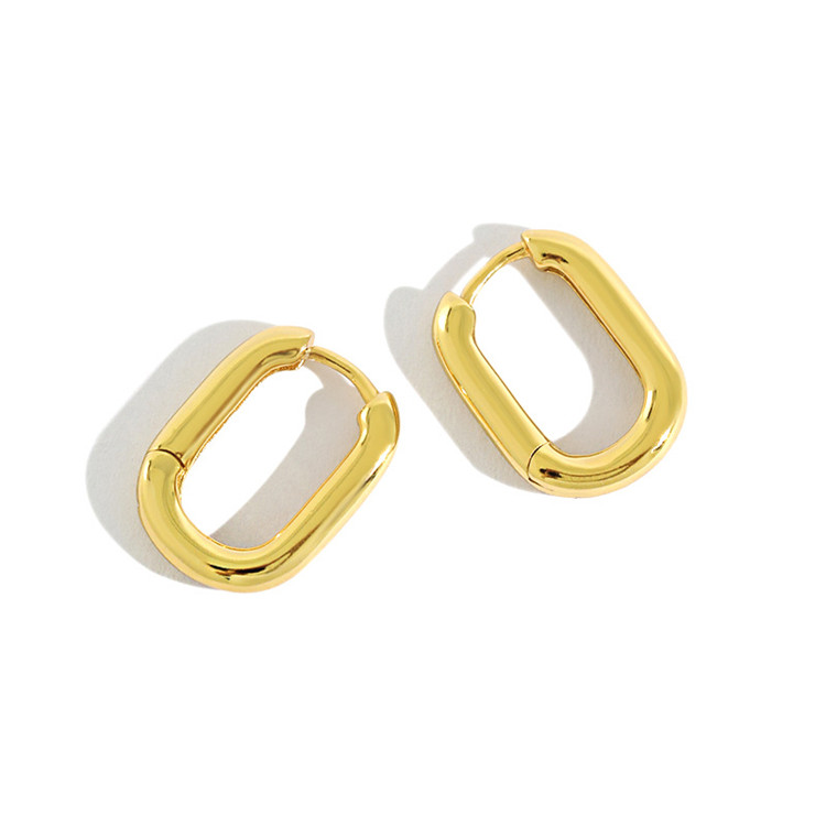 Серьги-кольца из серебра 925 пробы геометрической формы