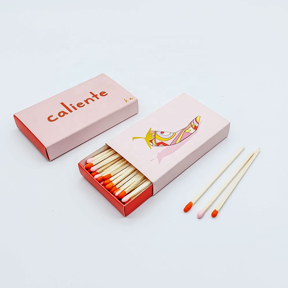 Custom candle box matches wooden match in custom mixed color tips