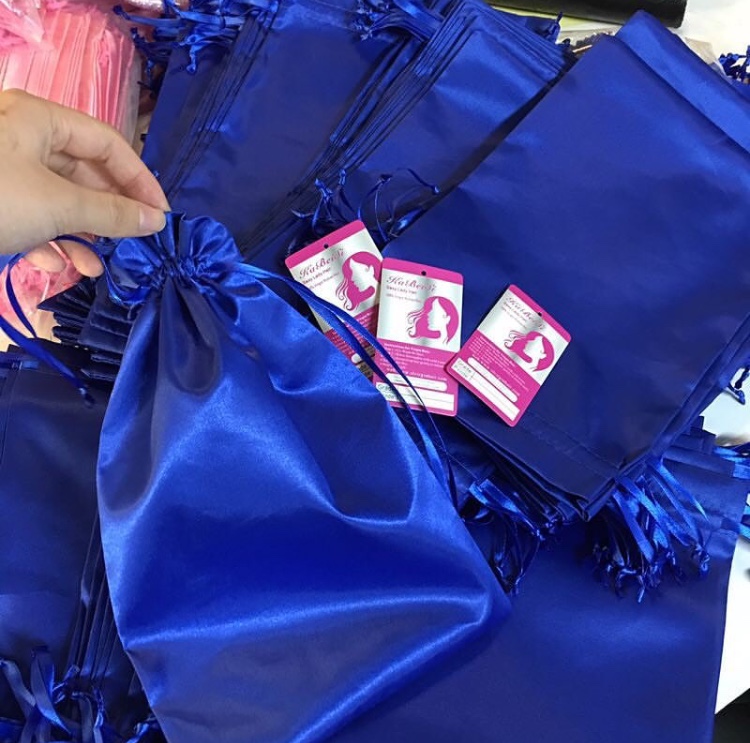 Оптовая Продажа Шелковые сумки на заказ drawstring атласная сумка для волос комплект парик Упаковка Сумки для наращивания волос упаковка