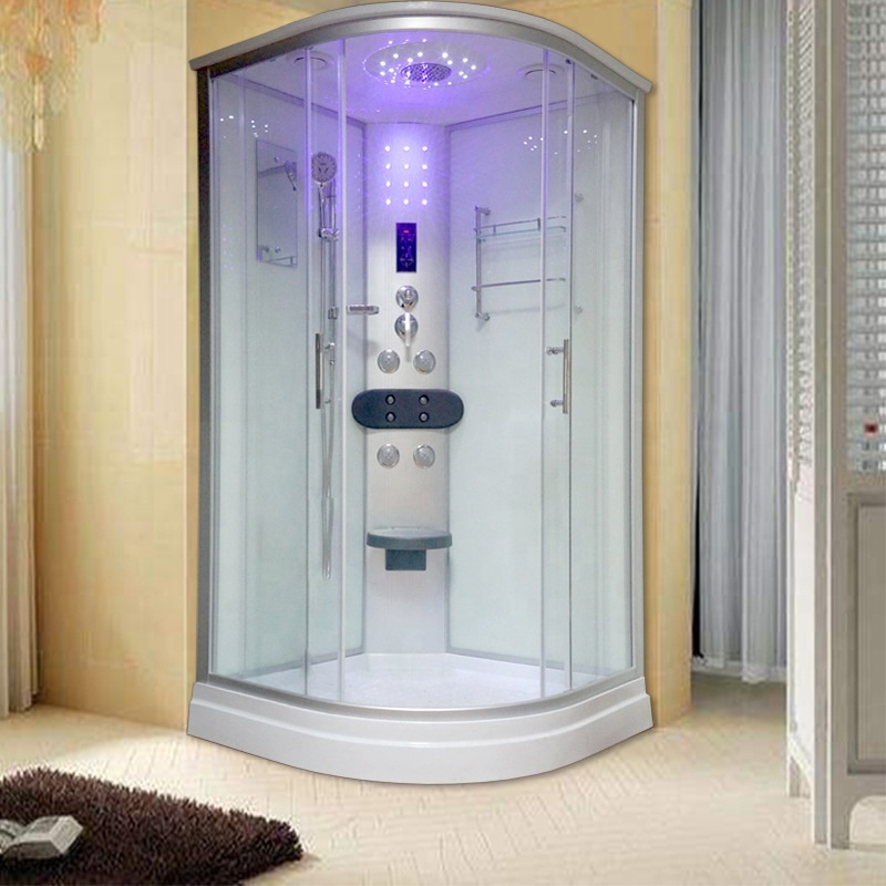 Basic Style Bathroom Shower Room with Computer Panel Control and Top Ceiling Rain Shower Steam and Massage Function for Option