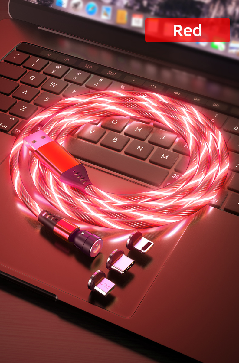 3 в 1, светодиодный магнитный USB-кабель с поворотом на 540 градусов