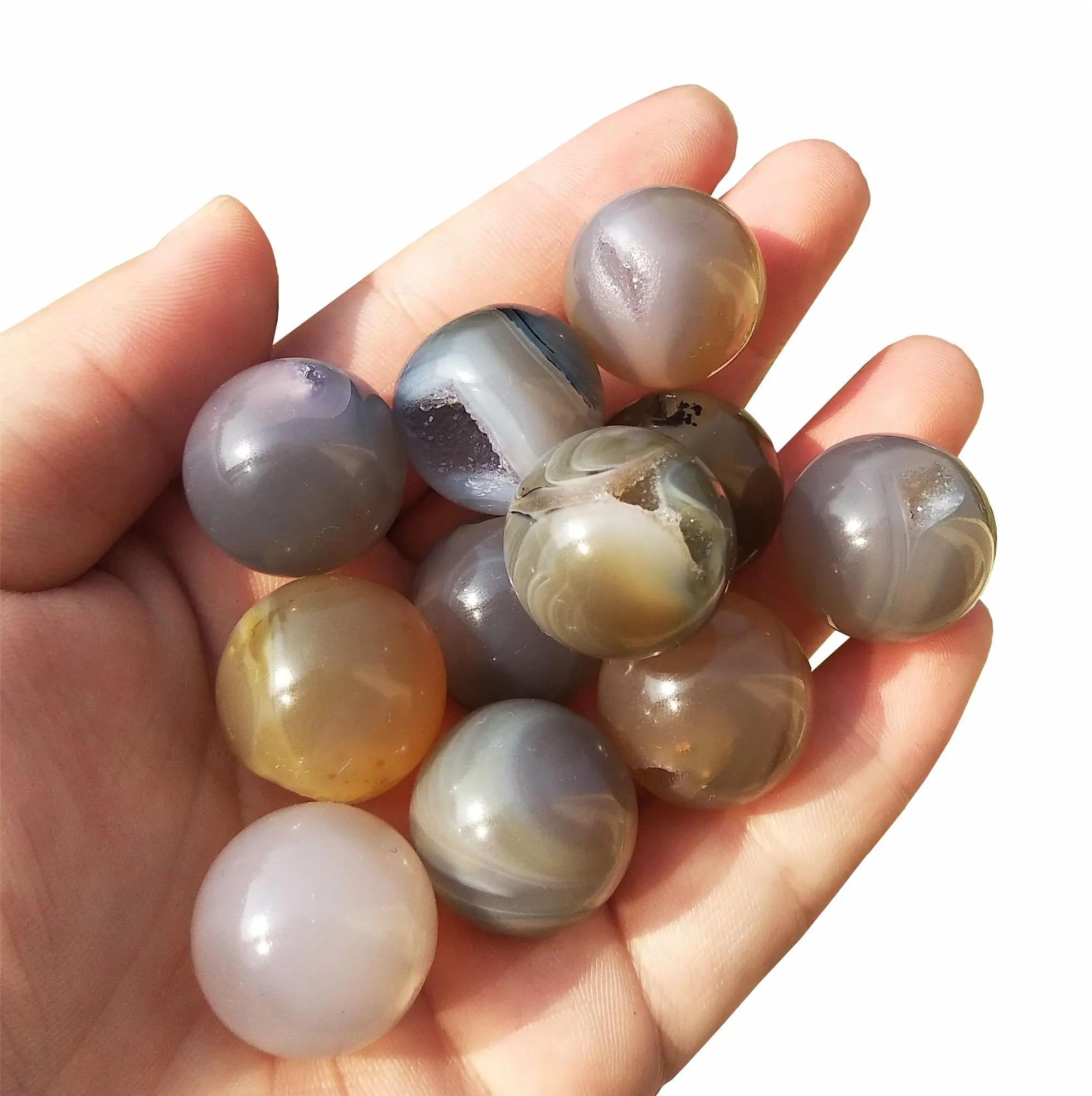 Natural agate beads healing crystal stone mini agate geode sphere ball