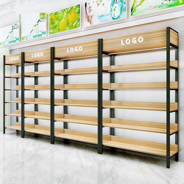 Popular retail store equipment stylish wood and metal variety store shelves