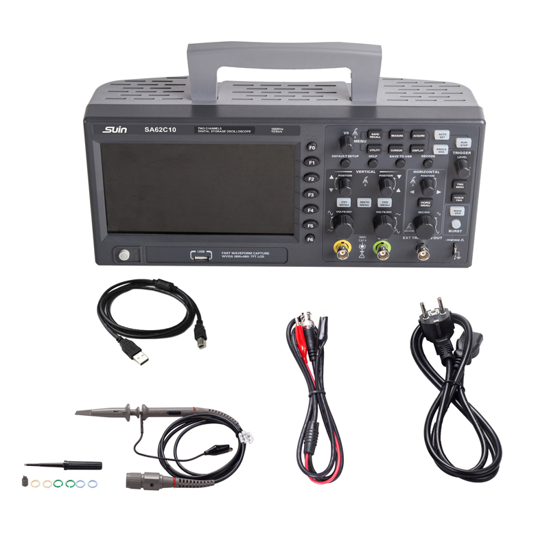 Suin SA62C10 100 МГц 2 канала осциллограф dso Цифровые запоминающие осциллографы