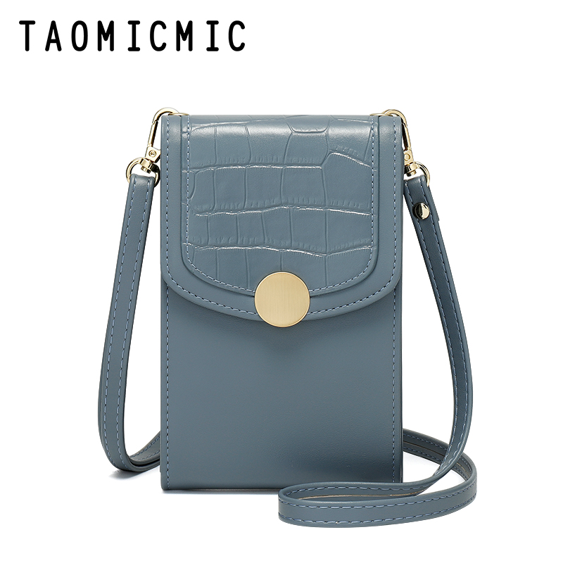 TAOMICMIC Korean Crossbody Bag Stone Pattern Mini PU Mobile Phone Bag Women Cellphone Bag