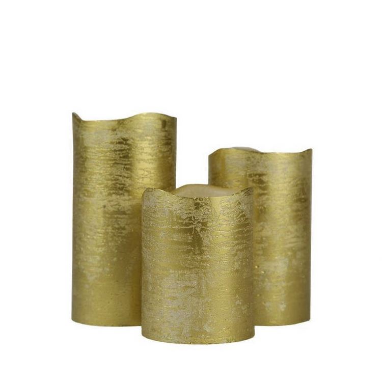 3pk- 3x 4/5/6 "; Декор в виде золотистых металлических Медь Металлические печатающей головки деревенский Беспламенного Батарея лампы в форме свечи с расплавом Топ