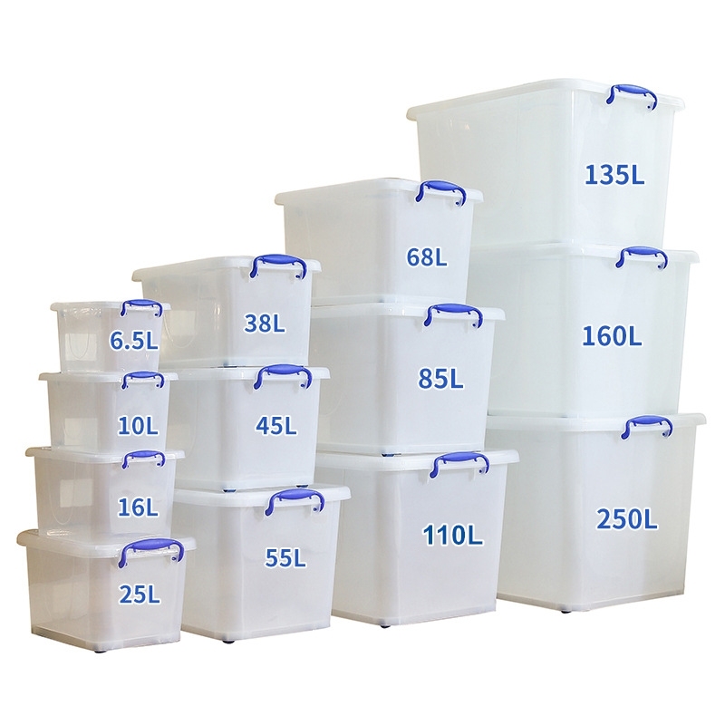 Wholesale Modern Multifunction Organization Box Transparent Grey Pink Blue Plastic Storage Container for Home Use for Clothing
