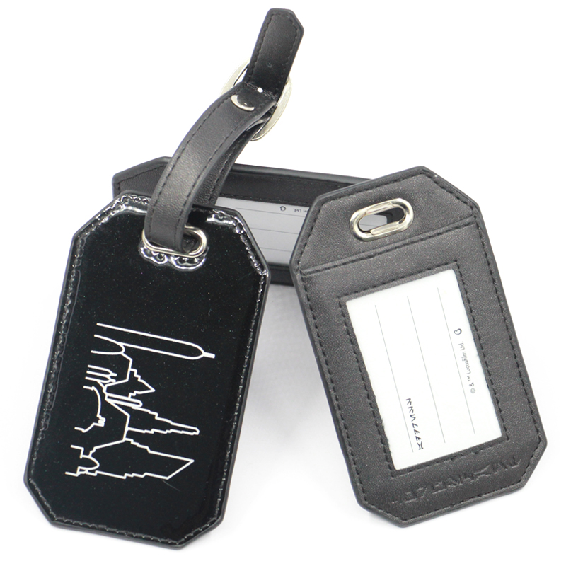 Custom monochrome fashion waterproof baggage PU leather custom logo boarding ID card bag luggage tags