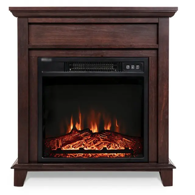 MDF decorative adjustable flame and brightness recessed electric fireplace with mantel