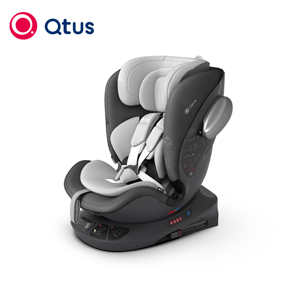 Qtus S2 APOLLO Baby Safty Car Seat - 360 Degree Rotation - i-Size Certification - From new born to 12 years old - Grey   Black