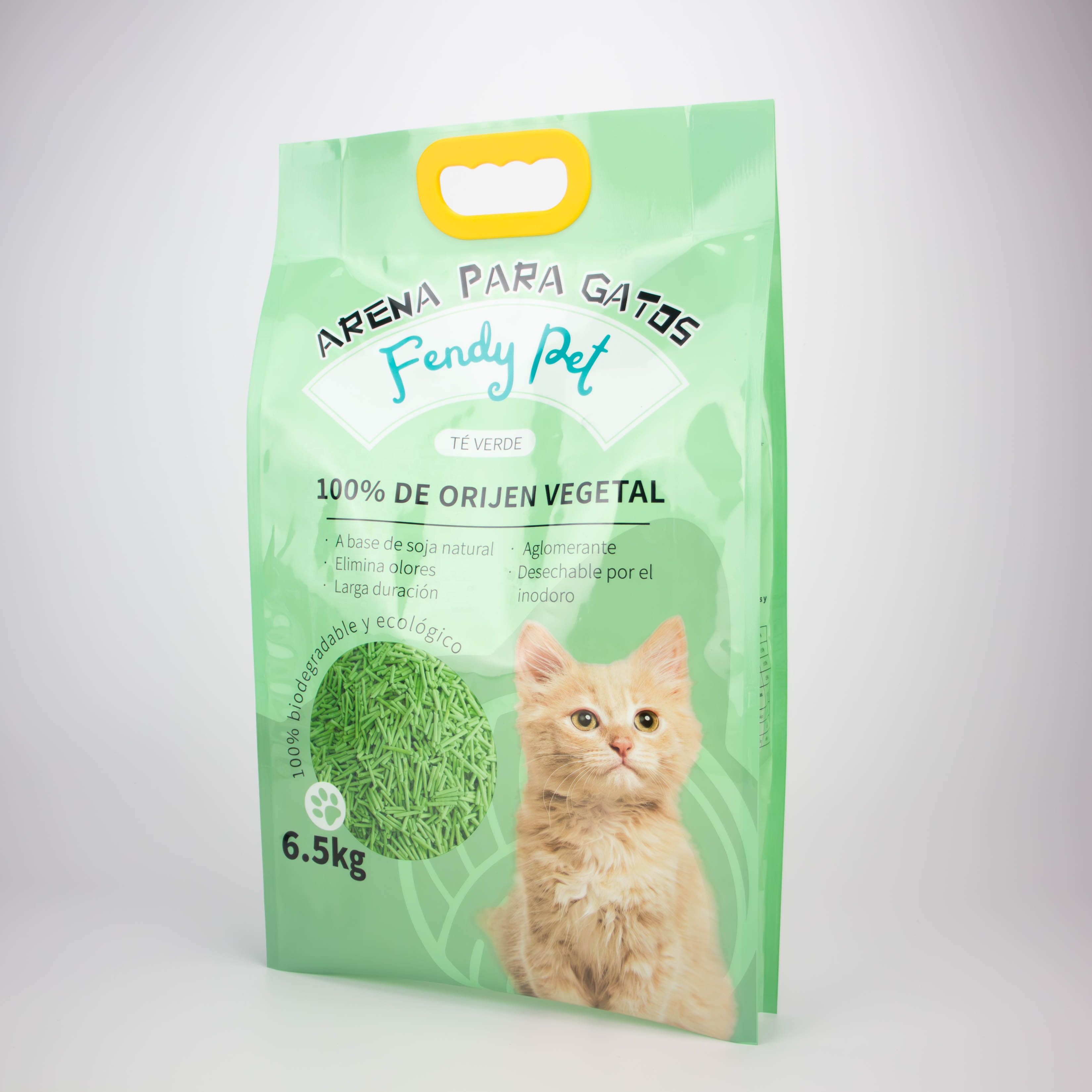 Custom Printing 6.5kg Nylon Vacuum Side Gusset Cat Litter Packaging Bag with Plastic Handle
