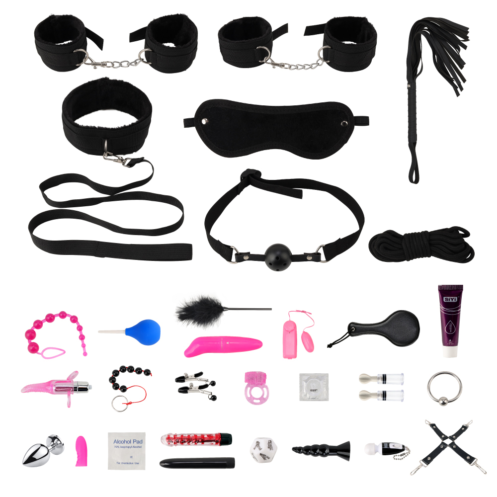 30 Pcs Set Erotic Products Handcuffs Nipple Clamps Whip Rope Bdsm Sex Bondage For Couples Toys Bondage Set