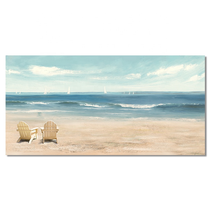Modern seaside summer style ocean wave beach canvas art painting wall decoration poster for living room bedroom hotel