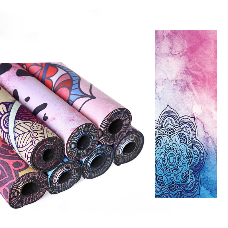 Portable Non-Slip Fitness Mat Digital Printing Foldable Suede Yoga Exercise Mat