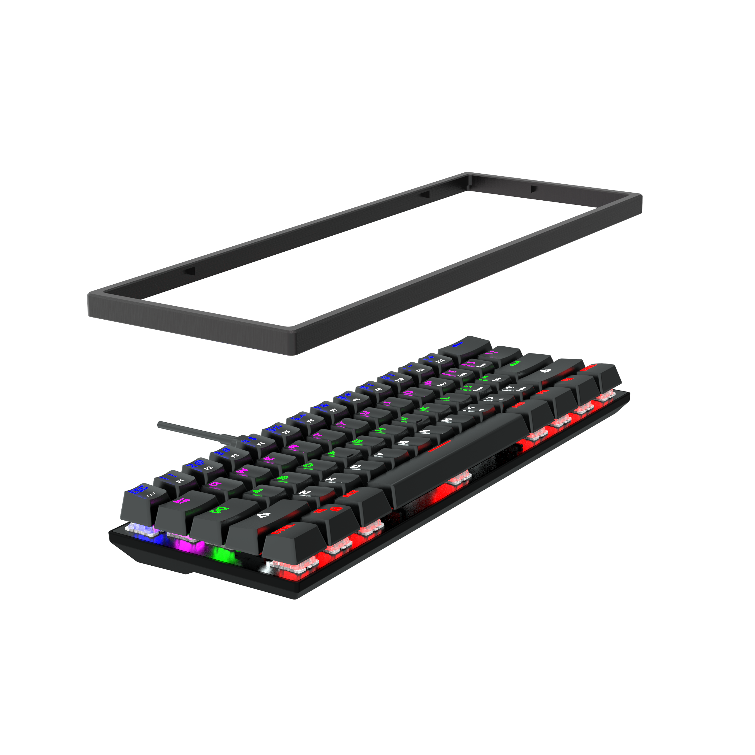 Маленькая механическая клавиатура, 61 клавиша, 60% RGB подсветка, компактная игровая клавиатура с подсветкой, мини USB 2,0