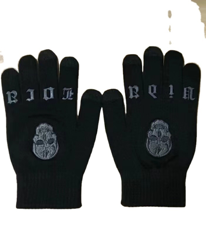 Knitted Acrylic screen Touch Gloves Winter male Warm Stretch Knitted Wool Mittens Gloves with glue-printing logo