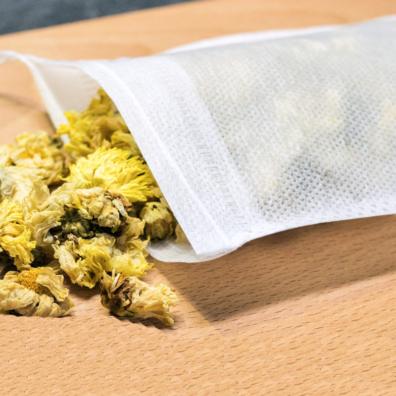 Non-Woven Fabric Flower Tea Packing Filter Pouch Disposable Tea Infuser Natural Empty Tea Bag With Strings