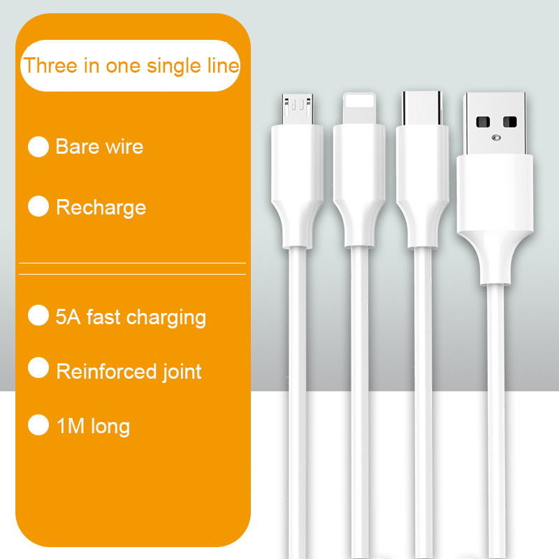 Многофункциональный зарядный USB-кабель 3 в 1 для мобильных телефонов и планшетов, совместимый с зарядным кабелем для iPhone Android type-C