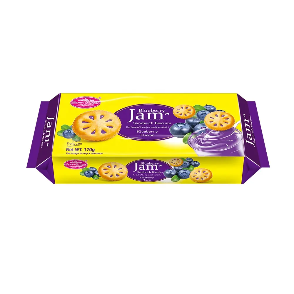 170g Cracker 170g Blueberry Jam Sandwich Biscuits Cream Flavor Fruit Jam Cookies