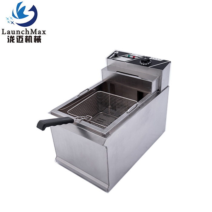 LEF-061-stainless сталь один бак электрическая фритюрница с двумя решетками