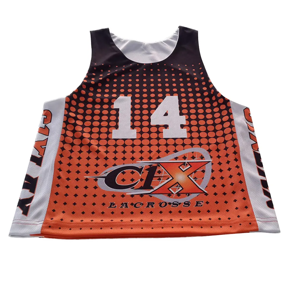 Wholesale custom sublimated high quality reversible lacrosse jerseys oem cheap lacrosse tops