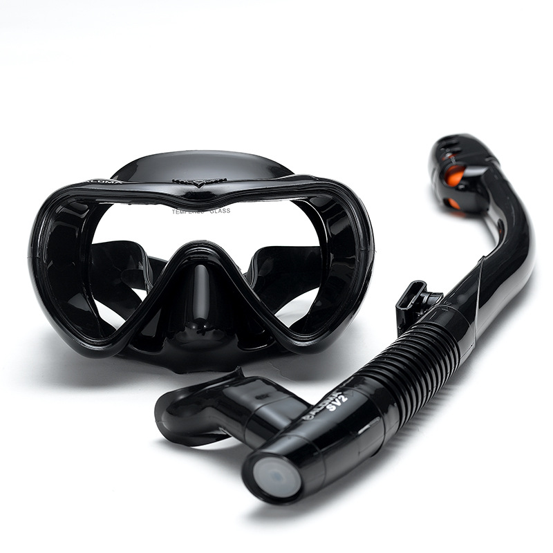Tempered Glass Snorkeling Package Set Anti-Fog Coated Glass Diving Ma sk Snorkel and Anti-Splash Guard Diving Maskss