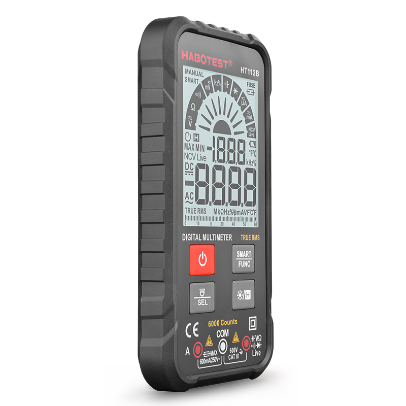 Умный Цифровой мультиметр Habotest HT112B, 6000 отсчетов, супертонкий с тестом в реальном времени, Бесконтактный индикатор напряжения, емкость МФ, с фонариком