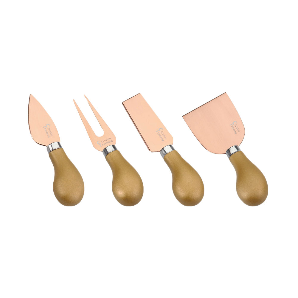 4 Pcs Elegant Rose Gold Stainless Steel Cheese Knifes Set Cheese Cutting Knives Set for Wedding Housewarming Gift