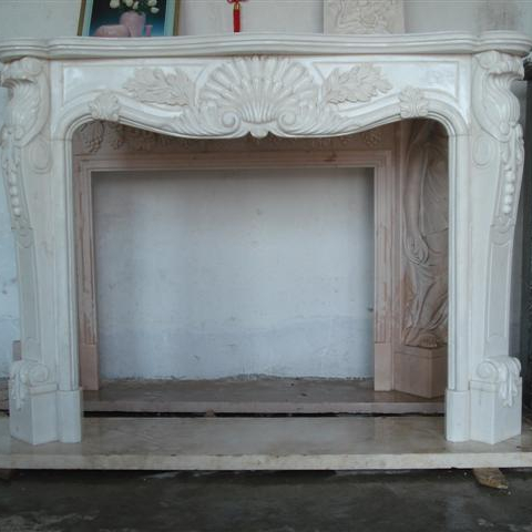 Hand Carved Indoor White Fireplace White Marble Electric Fireplace White Stone Electric Fireplace