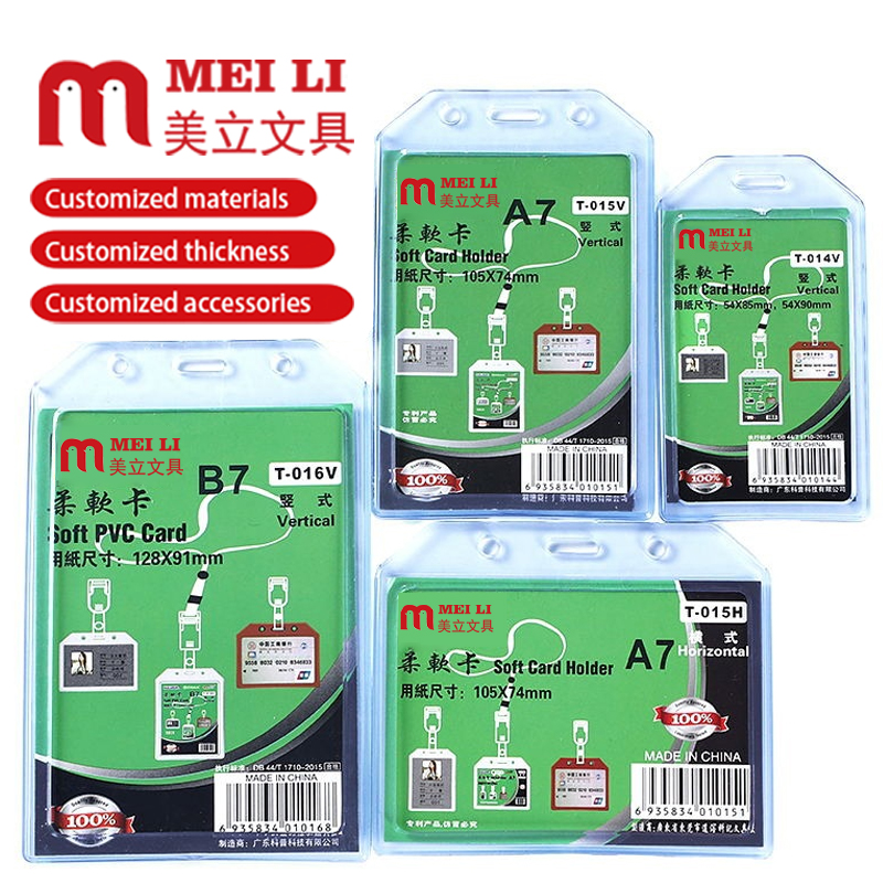 Clear Plastic ID Badge Holder Silicone Made Extra Thick Name Tag ID Card Holders Fit Standard Size Credit Cards Work ID School