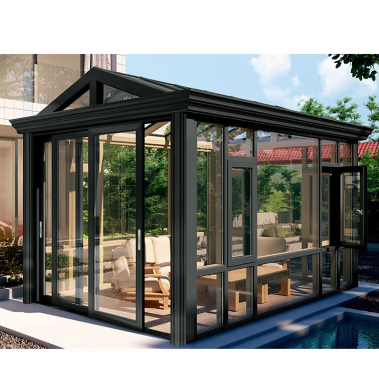 Low-E prefabricated glass house cabins and garden rooms products aluminium Greenhouse Winter Garden Sunrooms