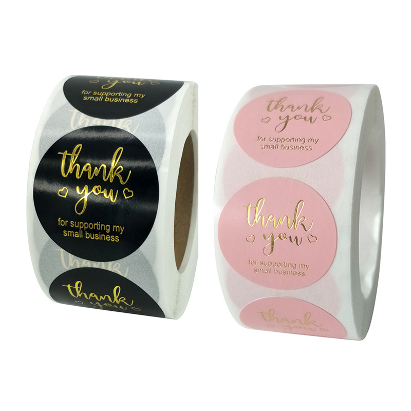 Die cut Gold Stamping Waterproof Thank You Stickers for Small Business