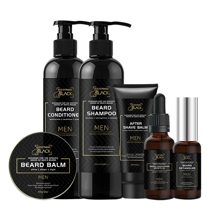 Private Label Beard Wash Care kit Natural Softens Beard Grooming Shampoo Oil Balm Set for Men