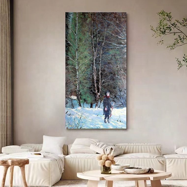 Christmas theme painting Snow Scene Canvas Oil Painting Wall Art decorative Painting for living room