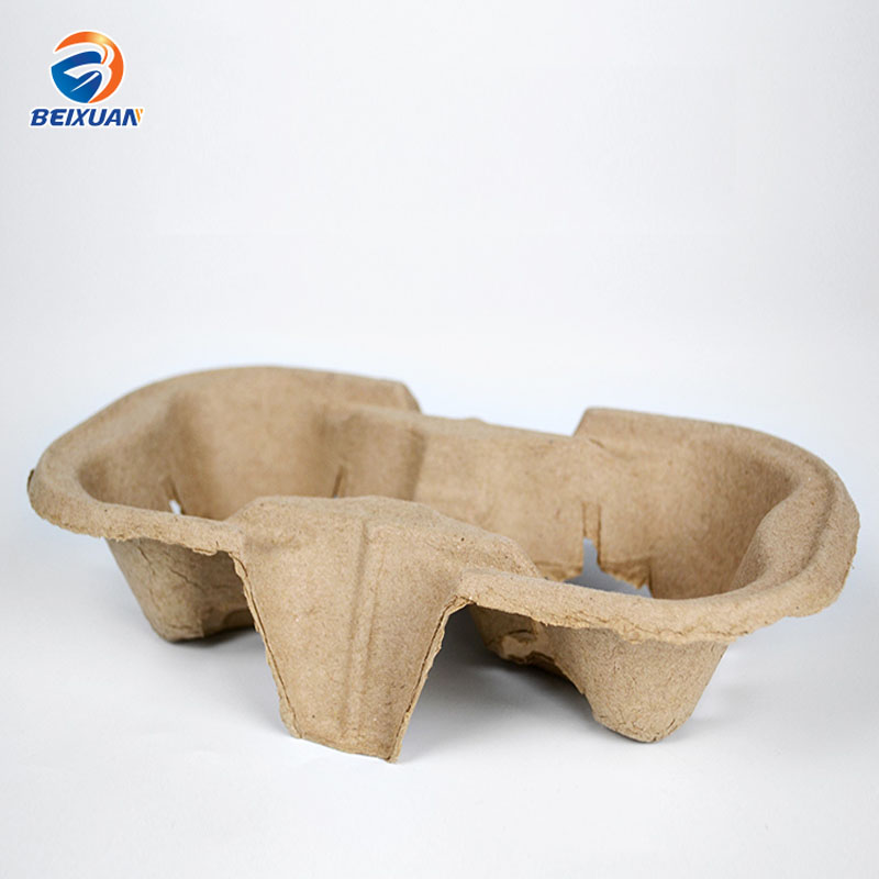 Pulp cup holder coffee paper cup tray takeout packaging cup holder