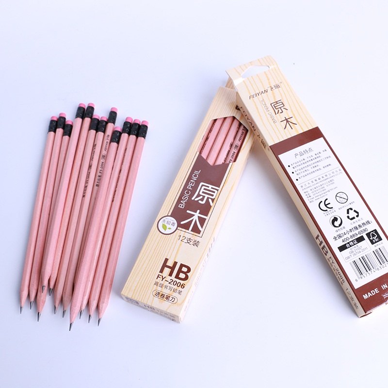 Cheap Wholesale graphite custom logo hexagonal hb pencil nature wood Log HB pencil set